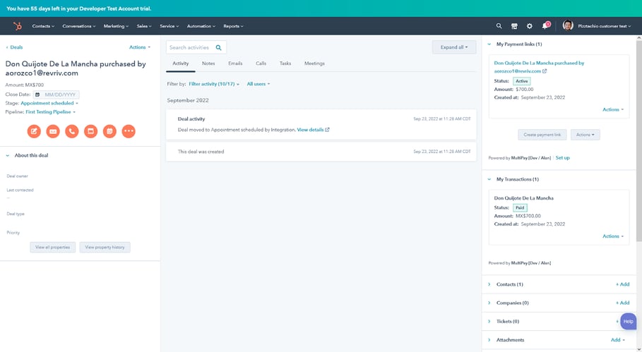 novedades de multipay para hubspot 